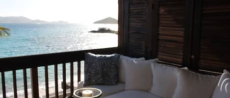 Main deck sitting area overlooking St. John.  Breathtaking!!!