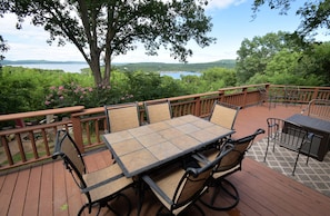 Enjoy the beautiful view of the lake while eating on the deck.