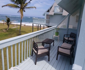 this spacious deck offers 3 seating sections - dining, lounging and relaxing.