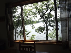 Sit at the dining room table and take in the view from Lily Pad Cabin