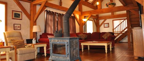 Wood Stove & Upper Living Room Area