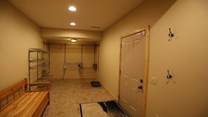 Entry way for skis and boots in this Luxury White Mountain Vacation Home