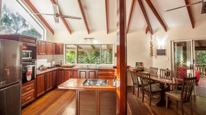The full sized mahogany kitchen at Daintree Secrets
