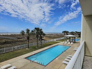 balcony view of pool area