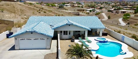 Overhead View: Home,Pool, RV Lot