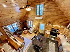 Open area living and dining.