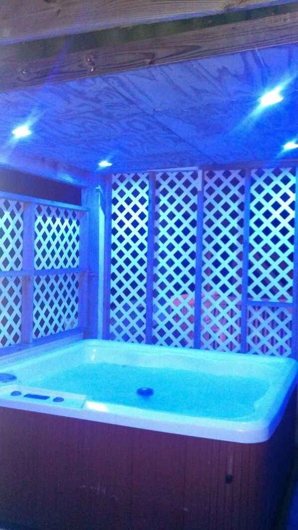 Hot tub at night.