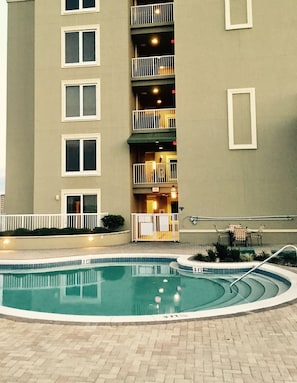 Your private gated patio overlooking the pool deck!