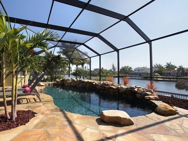 Private pool Deck overlooking the canal