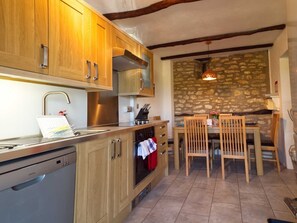 new kitchen (summer 2019), with washing machine, dishwasher and full size fridge freezer)