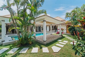 Yoga pool house with relaxing hammock