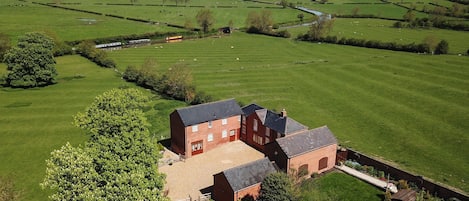 Surrounded by fields and canal