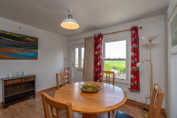 Dutch oak dining table with views over the fields