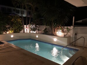 Refurbished pool by night 