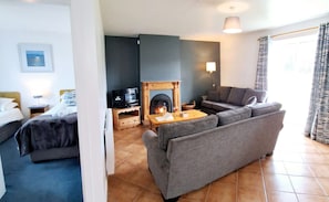 Living Room and Open Fire at Dingle Harbour Cottages