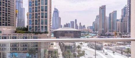 Panoramic view of the Dubai Opera and Burj Khalifa