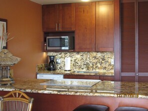 Under cabinet lighting to help prepare the perfect dinner.