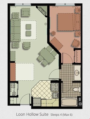 The open floor plan shows the spaciousness of this lovely unit