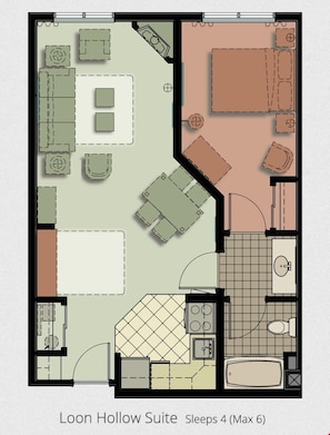The open floor plan shows the spaciousness of this lovely unit