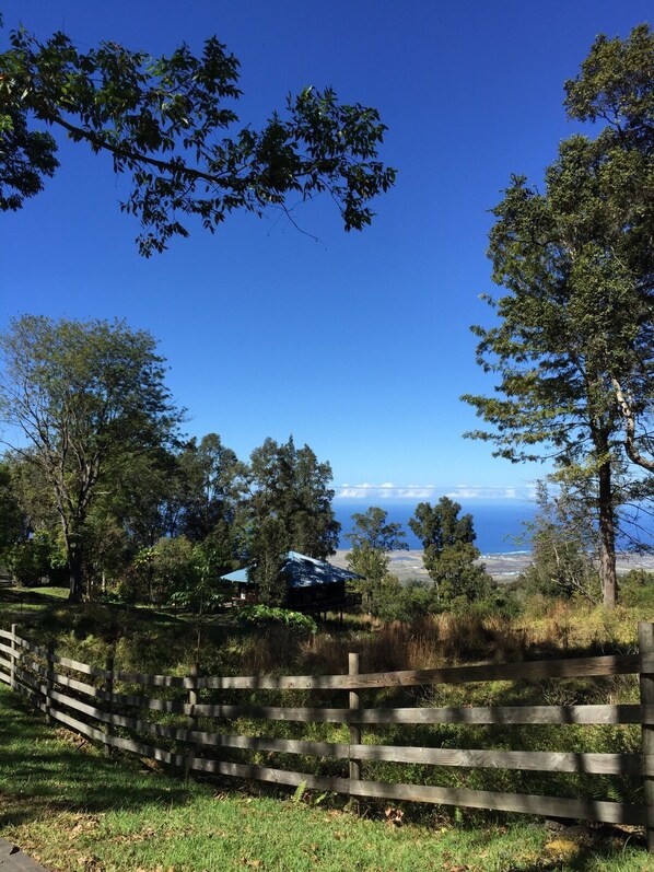 View of guesthouse from our driveway. Paddle tennis court on left side of photo
