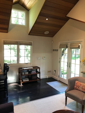 Open entry with views and vaulted ceiling