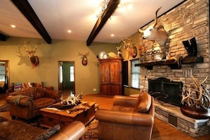 Living Room with large fireplace