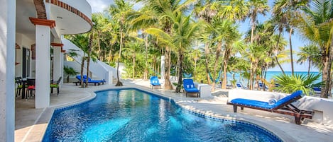 You have arrived at our Akumal Beachfront Villa with 4BR, 4BA, pool and beach.