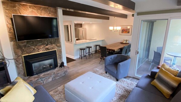 Living area with gas fireplace