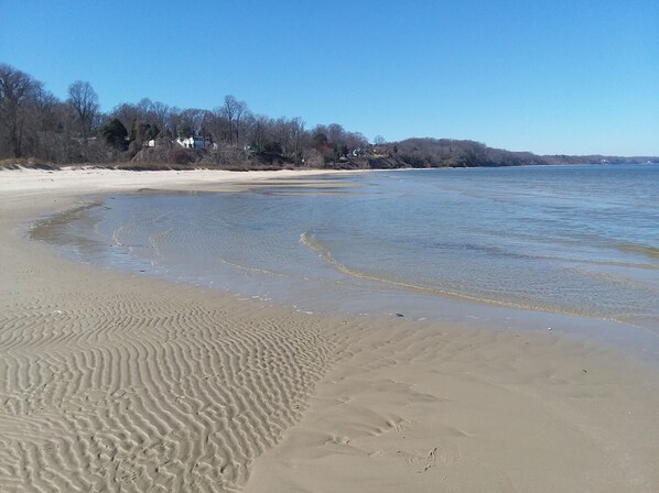 One mile of sandy beach in a private community along the Chesapeake Bay.