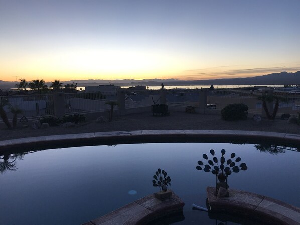 View of lake from back yard