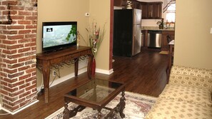 Living room, looking toward kitchen