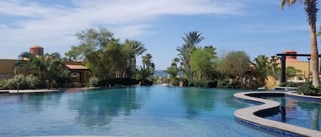 Infinity edge pool looking out to the Sea of Cortez.