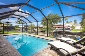 Heated pool under screened in lanai