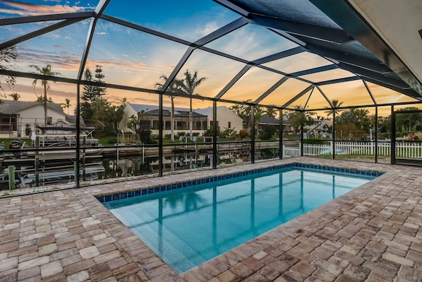 Beautiful sunsets from the heated pool and lanai