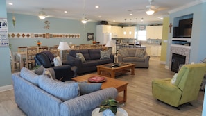 Great Room has plenty of room to congregate, watch TV and play games!
