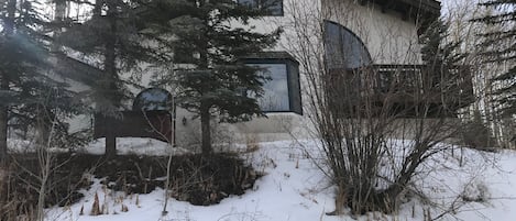 Front of the house in winter from the street