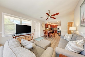 Living room with pull out queen sleeper sofa