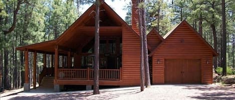 From the Driveway.... Cabin backs to the Mountain Preserve.