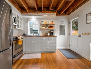 The tiny house gives you plenty of space to cook a light or gourmet meal.