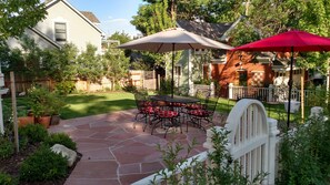 Backyard patio and lawn