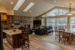 Open kitchen, living and dining area