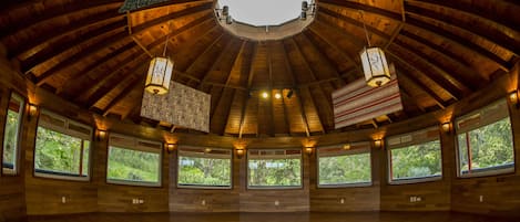 Inside the 30 foot cedar round room. 