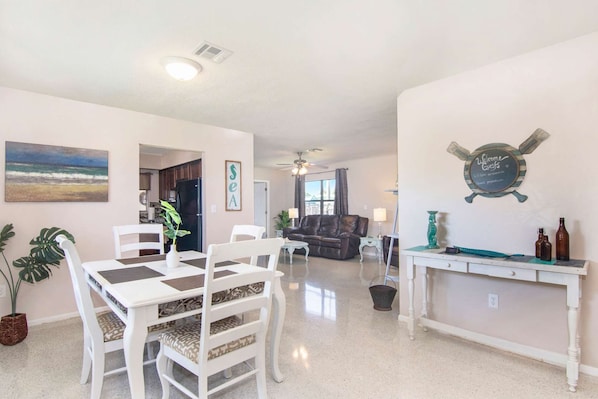 Living room and dining off of kitchen