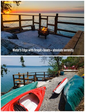 Highlight #5- kayaks and firepit with nothing but the lake