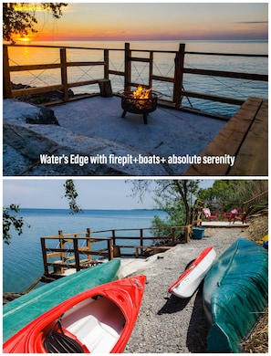 Highlight #5- kayaks and firepit with nothing but the lake