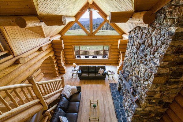 The main living area with fireplace.