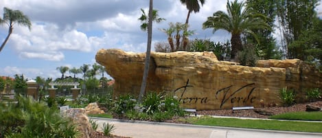 The front entrance of the Terra Verde Resort, gated community