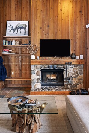 Living room with fireplace