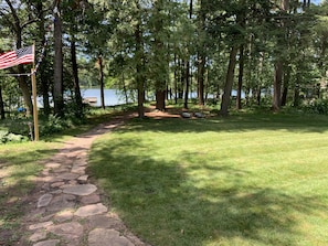 Newly added sod for yard games and fun with a great view 