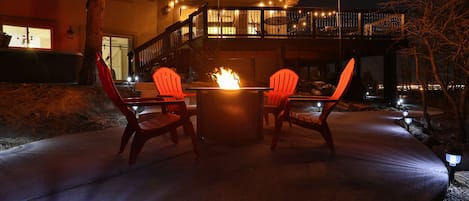 Private patio with fire pit